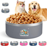 Stainless Steel Dog Bowls - Pet Food Bowls for Small, Medium & Large Dogs, No-Spill Puppy Bowls | Cat Food Bowl, Cute Pink, Blue Feeding Bowl Sets for Girl & Boy Dogs, Travel (Gray, 32 oz)