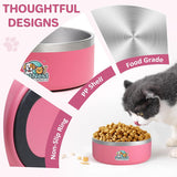 Stainless Steel Dog Bowls - Pet Food Bowls for Small, Medium & Large Dogs, No-Spill Puppy Bowls | Cat Food Bowl, Cute Pink, Blue Feeding Bowl Sets for Girl & Boy Dogs, Travel (Gray, 32 oz)