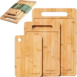 Large and Small Cutting Boards for Kitchen - Chopping Boards for Kitchen, Small Bamboo Cutting Board, Large Wooden Cutting Board, Non Toxic Cutting Boards, Wood Cutting Board Set for Meat,Cheese,Bread