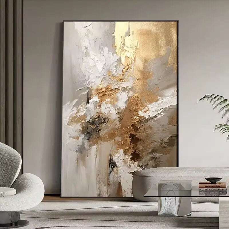 Handmade Gold Foil Acrylic Oil Painting